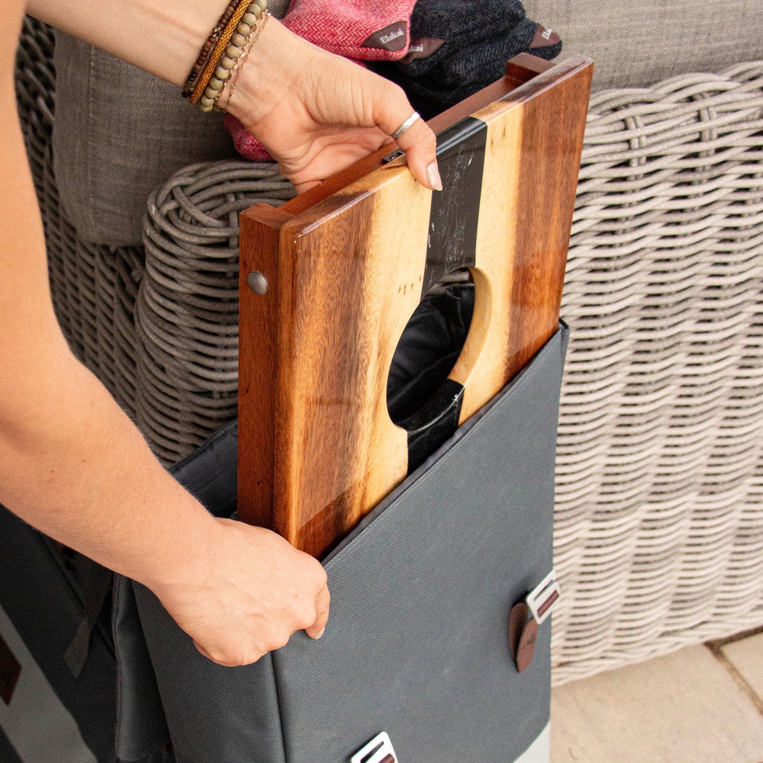 1ft x 2ft Resin & Wood Travel Cornhole Set | Live Edge River Collection - Bronze EGCH12RLE-12-WB | Elakai Outdoor