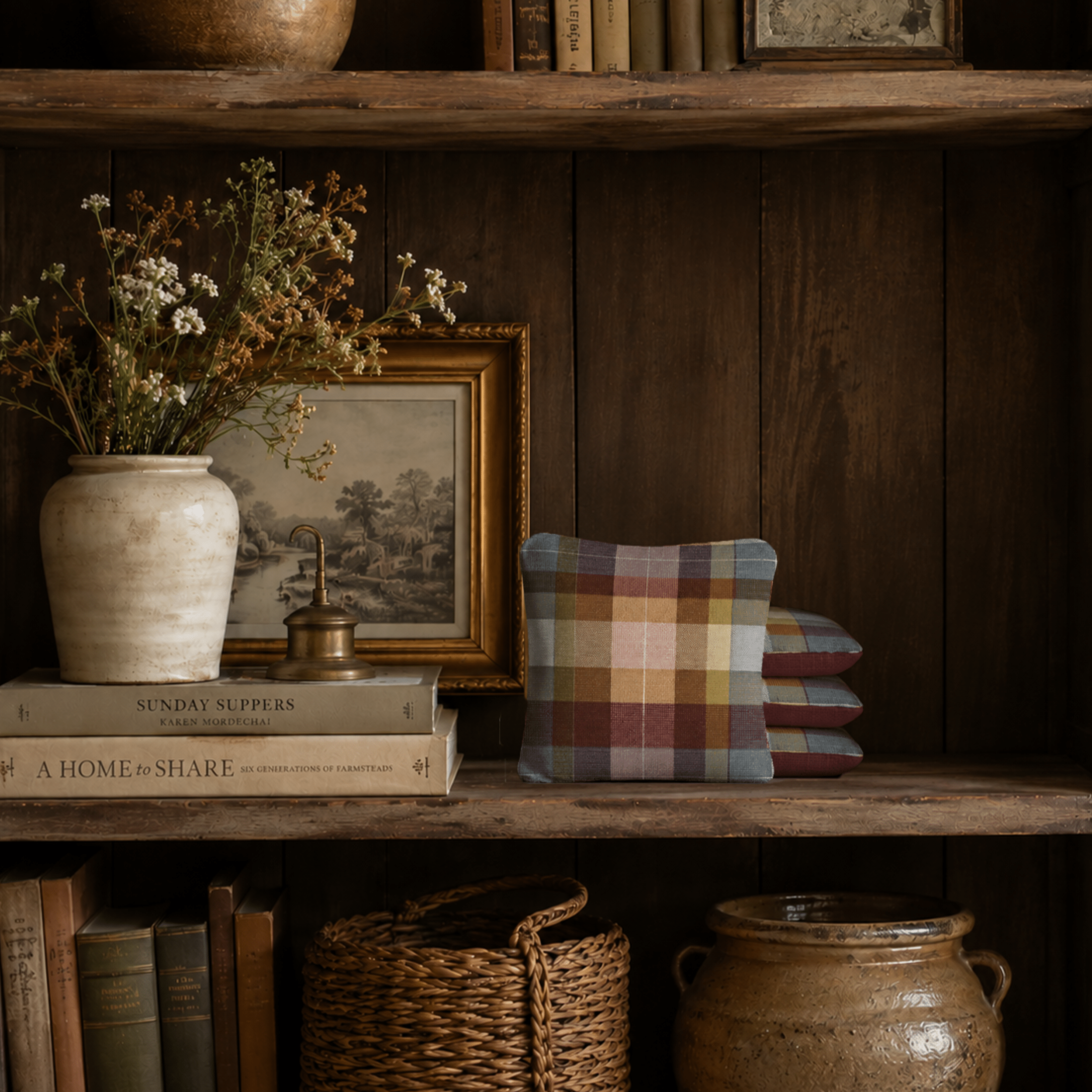 #color_Classic Patchwork Plaid Deep Maroon