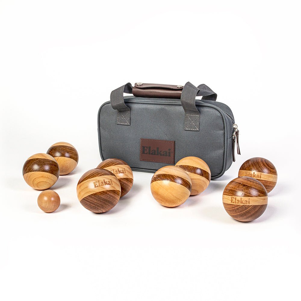 Hevea Wood 72mm Travel Bocce Set - EGBB72W-00 | Elakai Outdoor