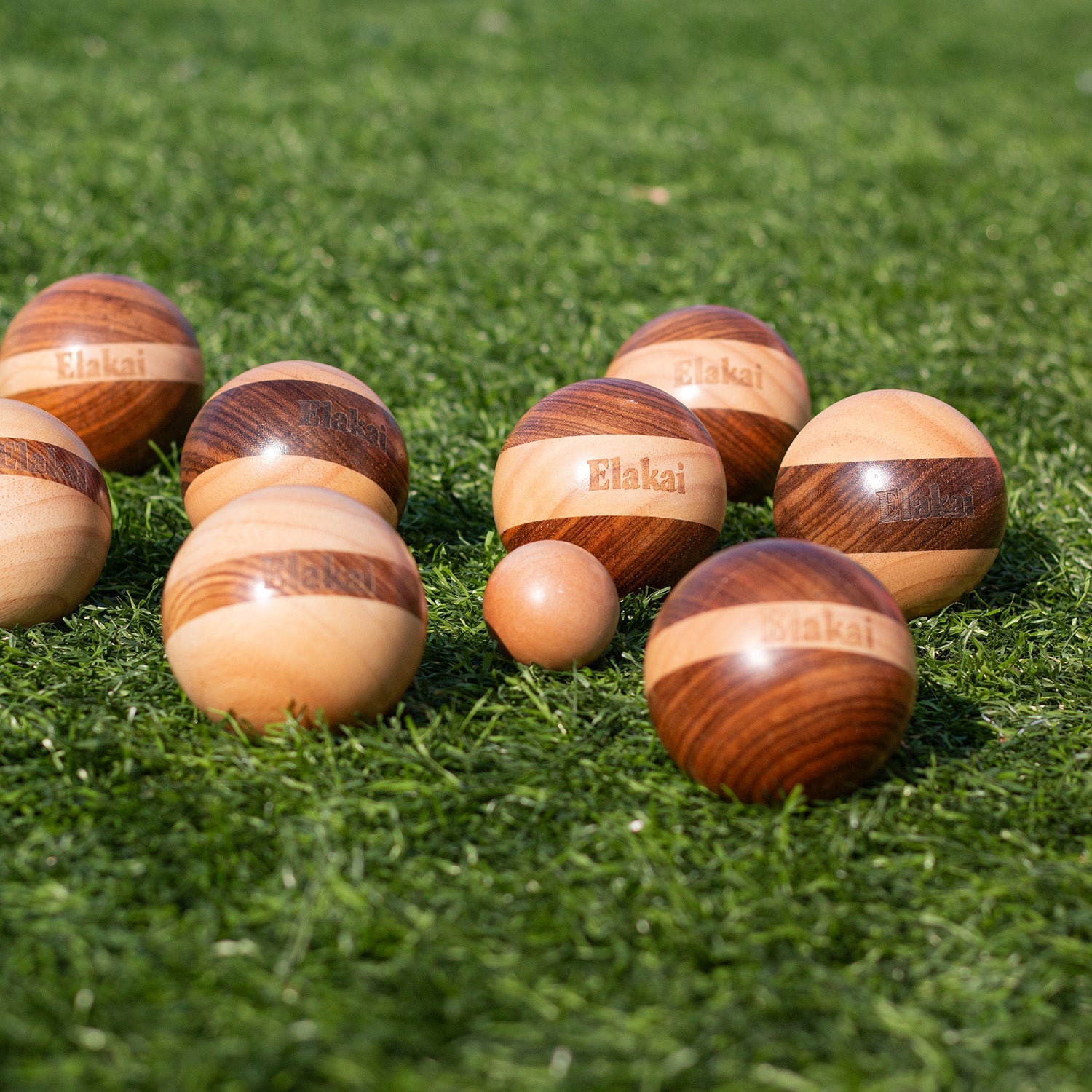 Hevea Wood 72mm Travel Bocce Set - EGBB72W-00 | Elakai Outdoor