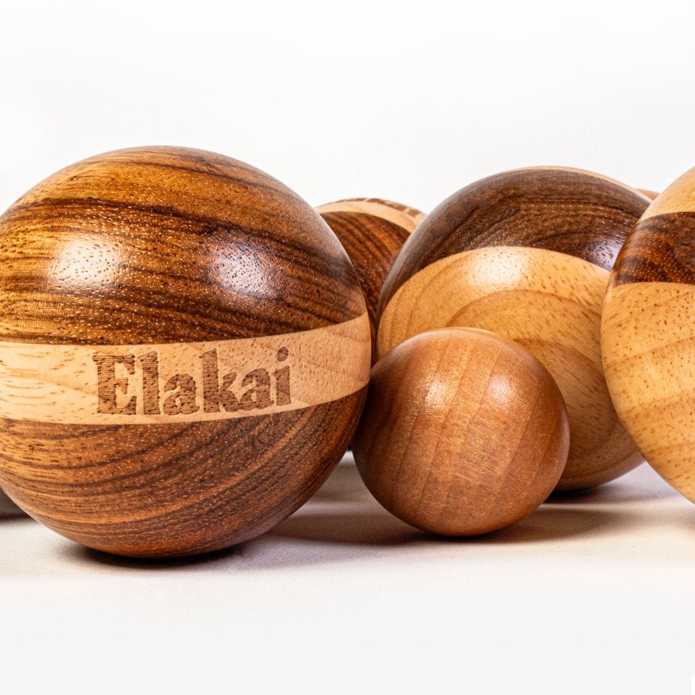 Hevea Wood 72mm Travel Bocce Set - EGBB72W-00 | Elakai Outdoor