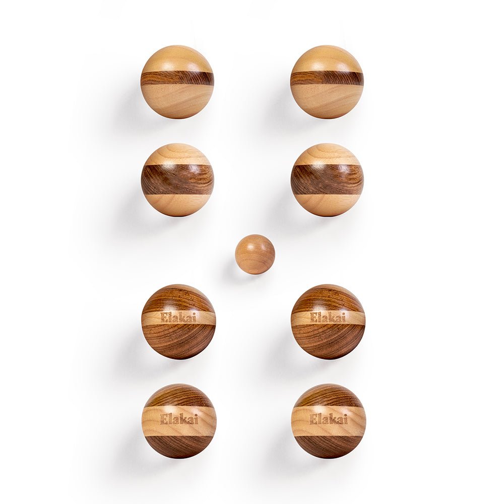 Hevea Wood 72mm Travel Bocce Set - EGBB72W-00 | Elakai Outdoor