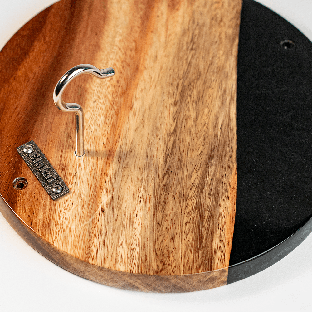 One of a Kind Black Epoxy Resin Live - Edge Wood Hook and Ring Toss Game - EGHRCRLE-11 | Elakai Outdoor