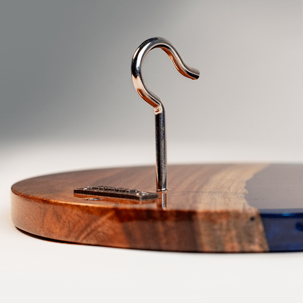 One of a Kind Blue Pearl Epoxy Resin Live - Edge Wood Hook and Ring Toss Game - EGHRCRLE-00 | Elakai Outdoor