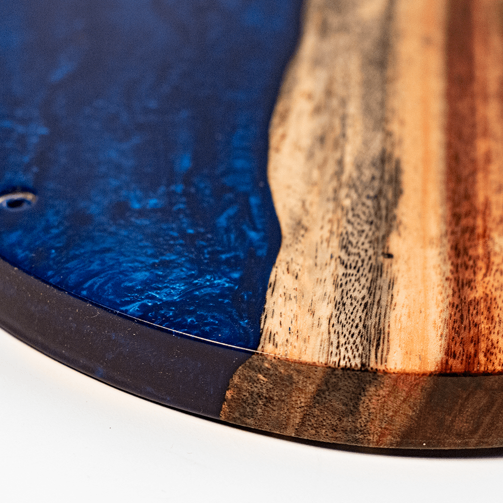 One of a Kind Blue Pearl Epoxy Resin Live - Edge Wood Hook and Ring Toss Game - EGHRCRLE-00 | Elakai Outdoor