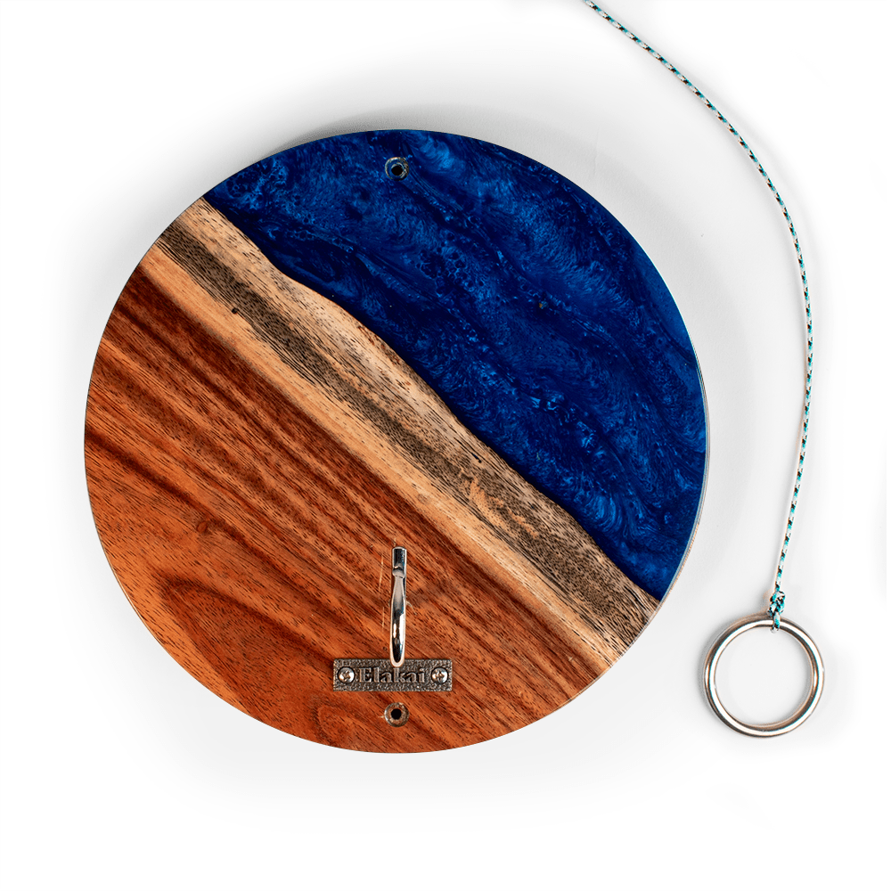 One of a Kind Blue Pearl Epoxy Resin Live - Edge Wood Hook and Ring Toss Game - EGHRCRLE-00 | Elakai Outdoor