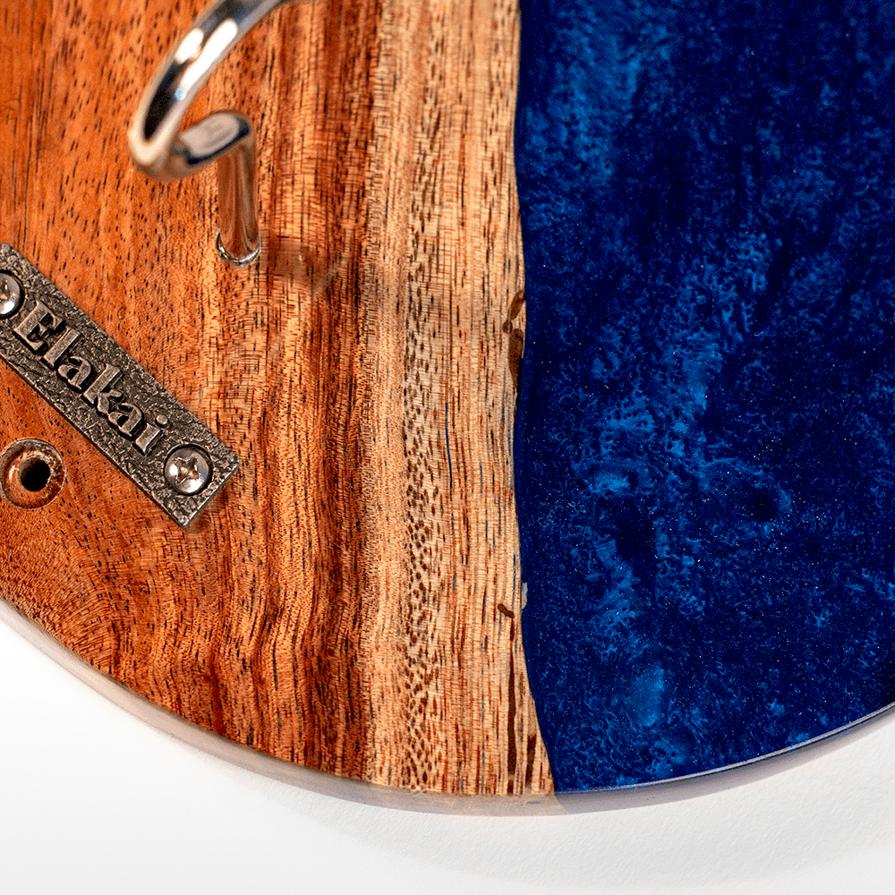 One of a Kind Blue Pearl Epoxy Resin Live - Edge Wood Hook and Ring Toss Game - EGHRCRLE-00 | Elakai Outdoor