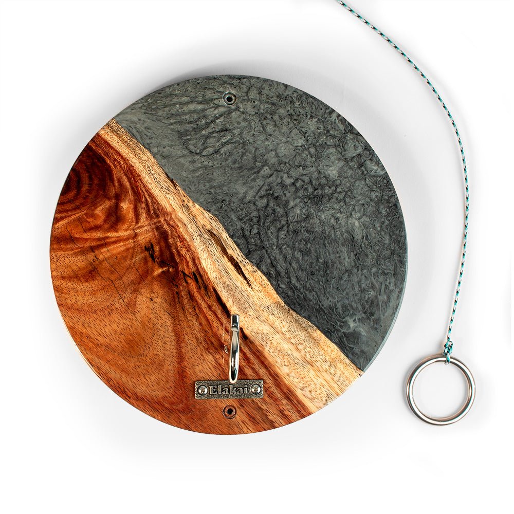 One of a Kind Gray Stone Epoxy Resin Live - Edge Wood Hook and Ring Toss Game - EGHRCRLE-10 | Elakai Outdoor