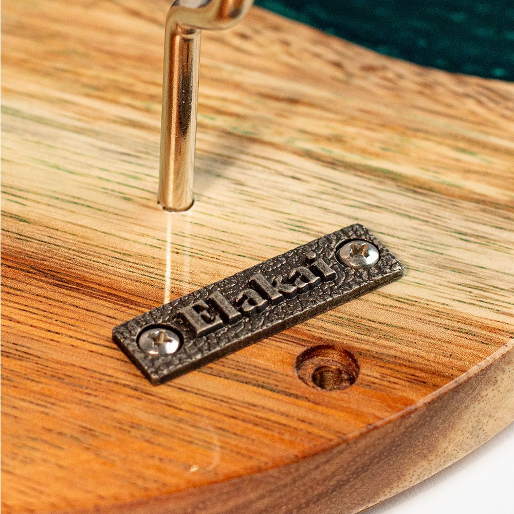 One of a Kind Green Pearl Epoxy Resin Live - Edge Wood Hook and Ring Toss Game - EGHRCRLE-01 | Elakai Outdoor