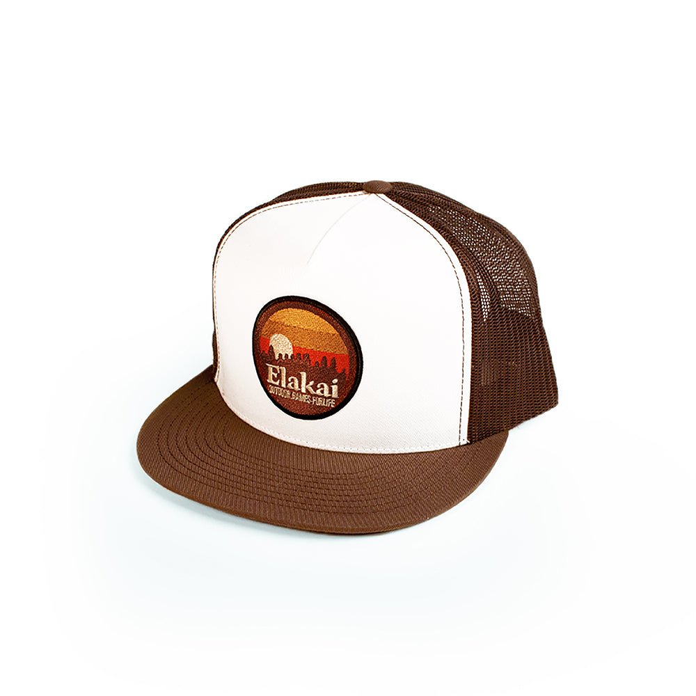 Retro Elakai Patch Flat Brim Hat - Brown EAHT-02 | Elakai Outdoor