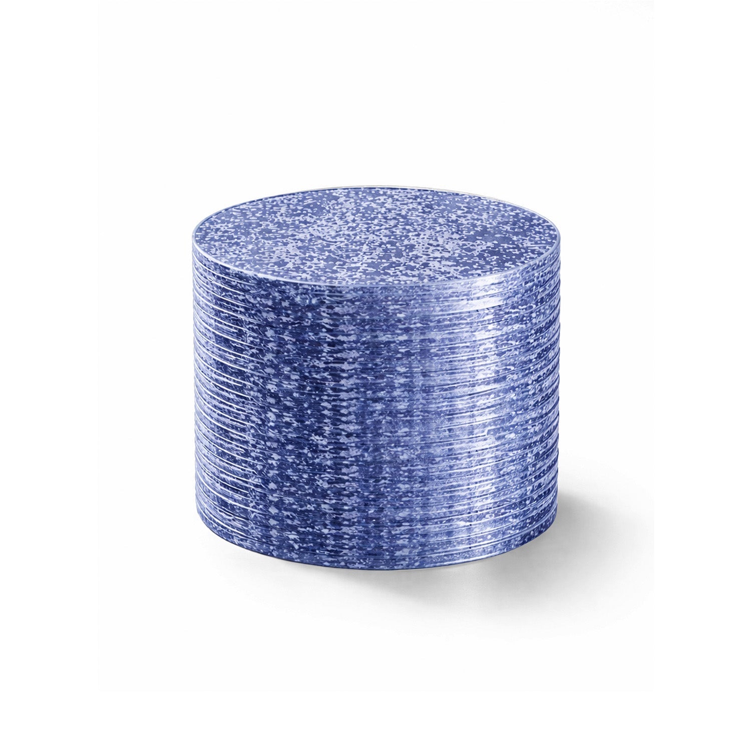 Stack of blue speckled sea-glass playing chips for the Elakai Beach Resin giant four in a row game