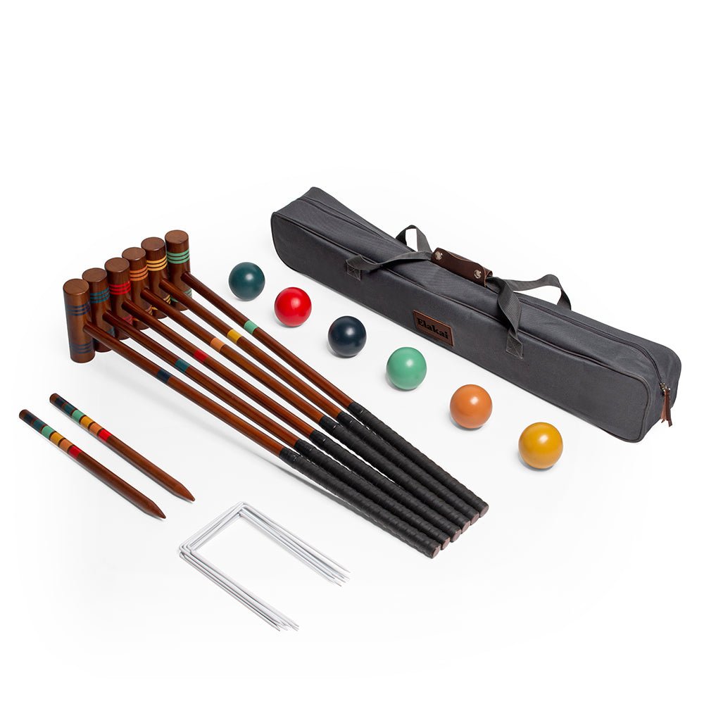 PRIVATE BRAND UNBRANDED Set de Croquet en bois avec sac en maille PRIVATE BRAND UNBRANDED Set de Croquet en bois avec sac en maille