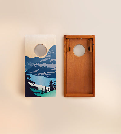 Front and Back of Printed Travel Cornhole Board