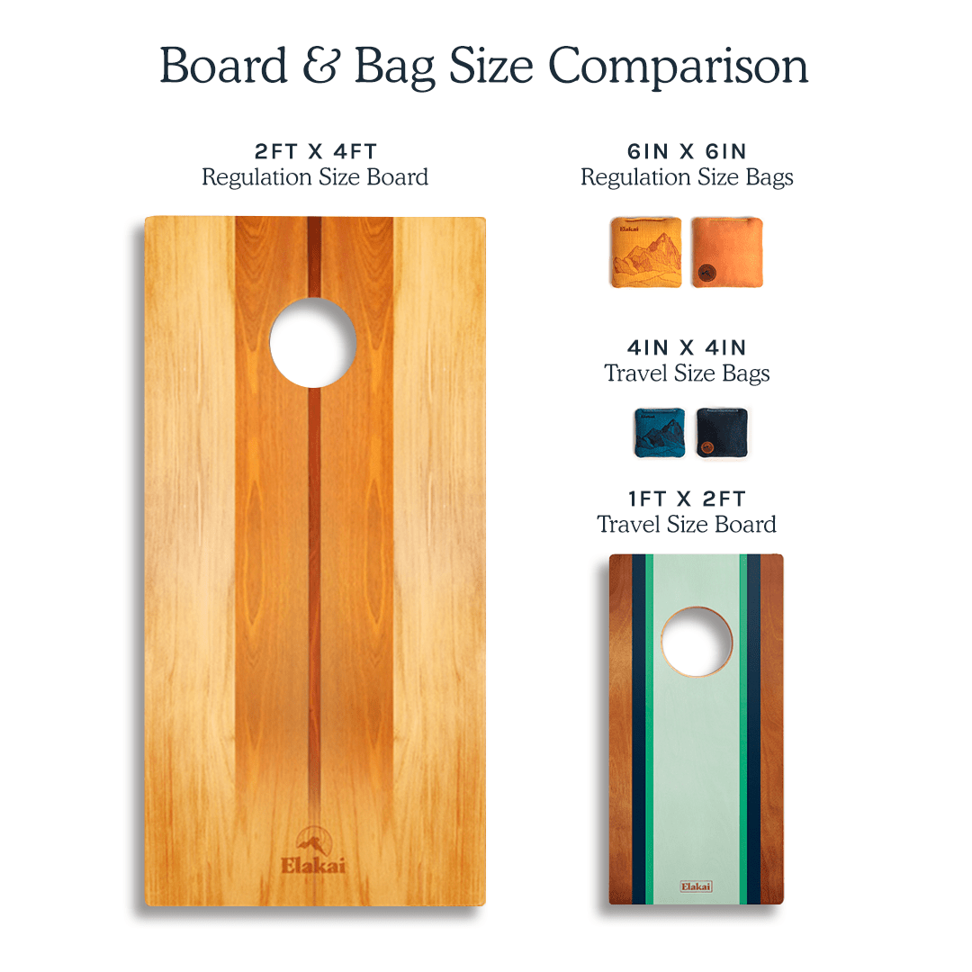1ft x 2ft Resin & Wood Travel Cornhole Set | Beach Wave - EGCH12R-03-WB | Elakai Outdoor