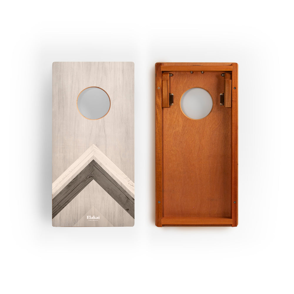 1ft x 2ft Silver Chevron Compact Travel Cornhole Board Set