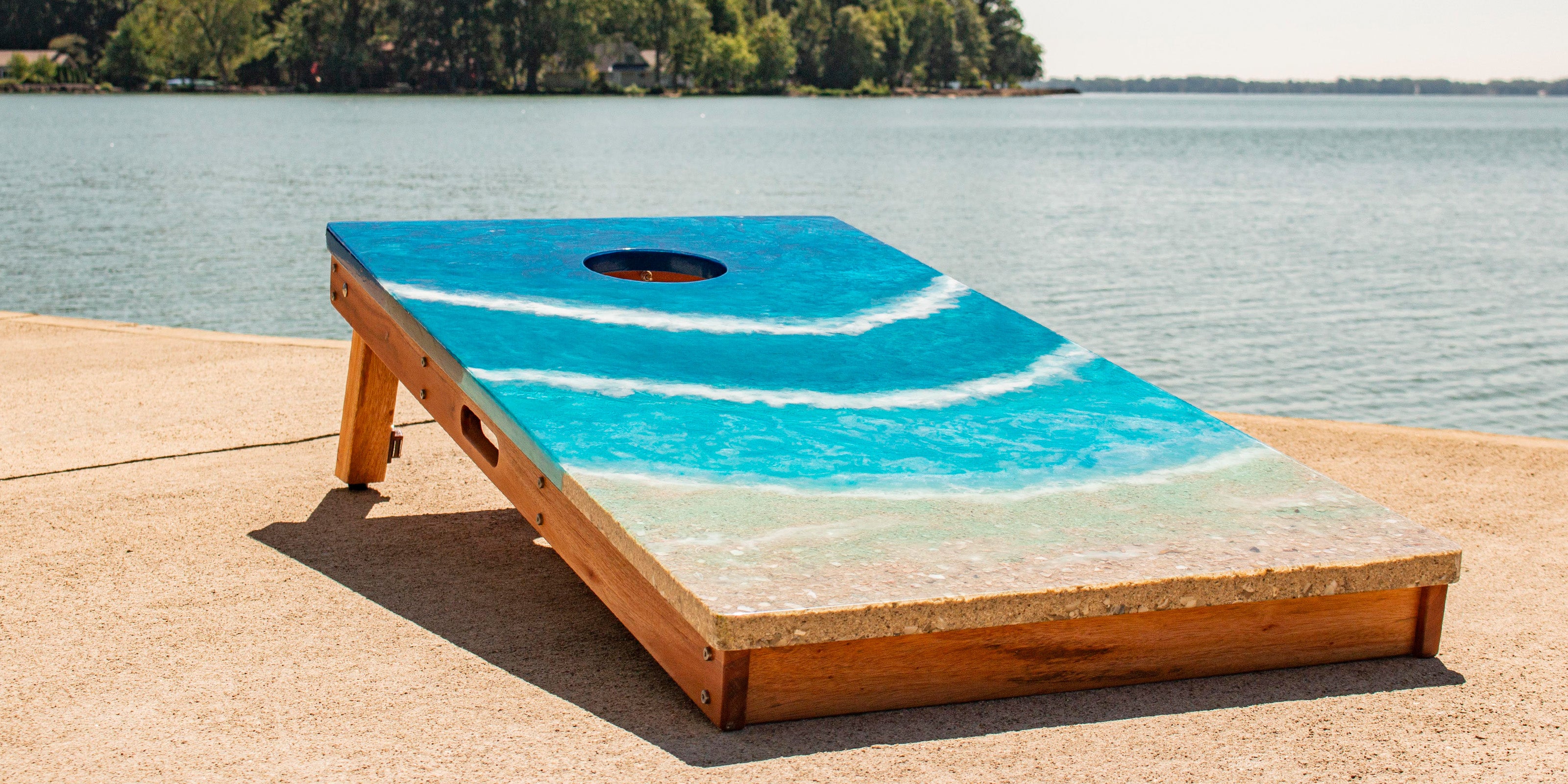2x4 The Beach Epoxy Resin Cornhole Boards | Elakai Outdoor