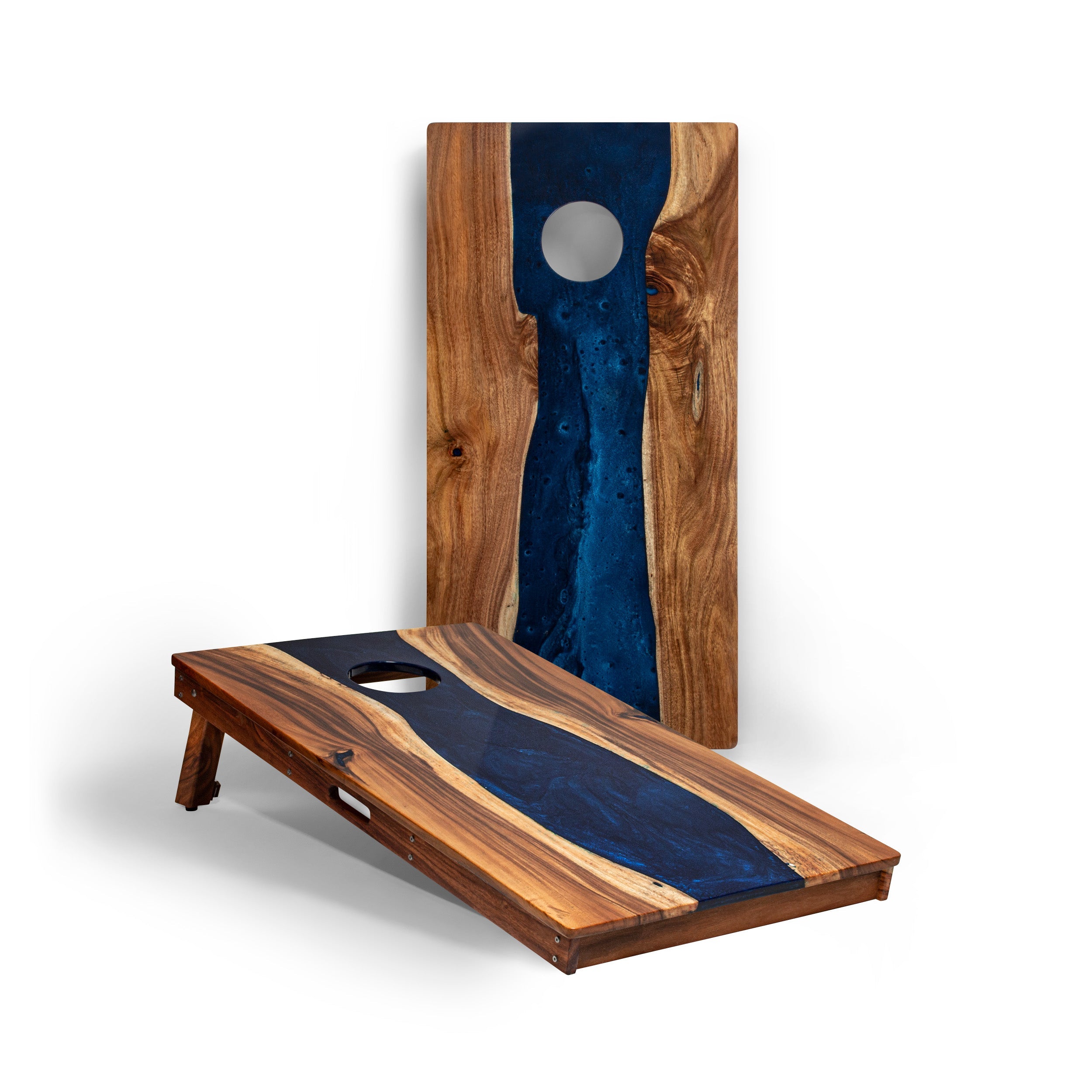 木縁の海｜Edge of Blue Flow Resin & Wood Classic Cornhole Set Collection | Elakai Outdoor