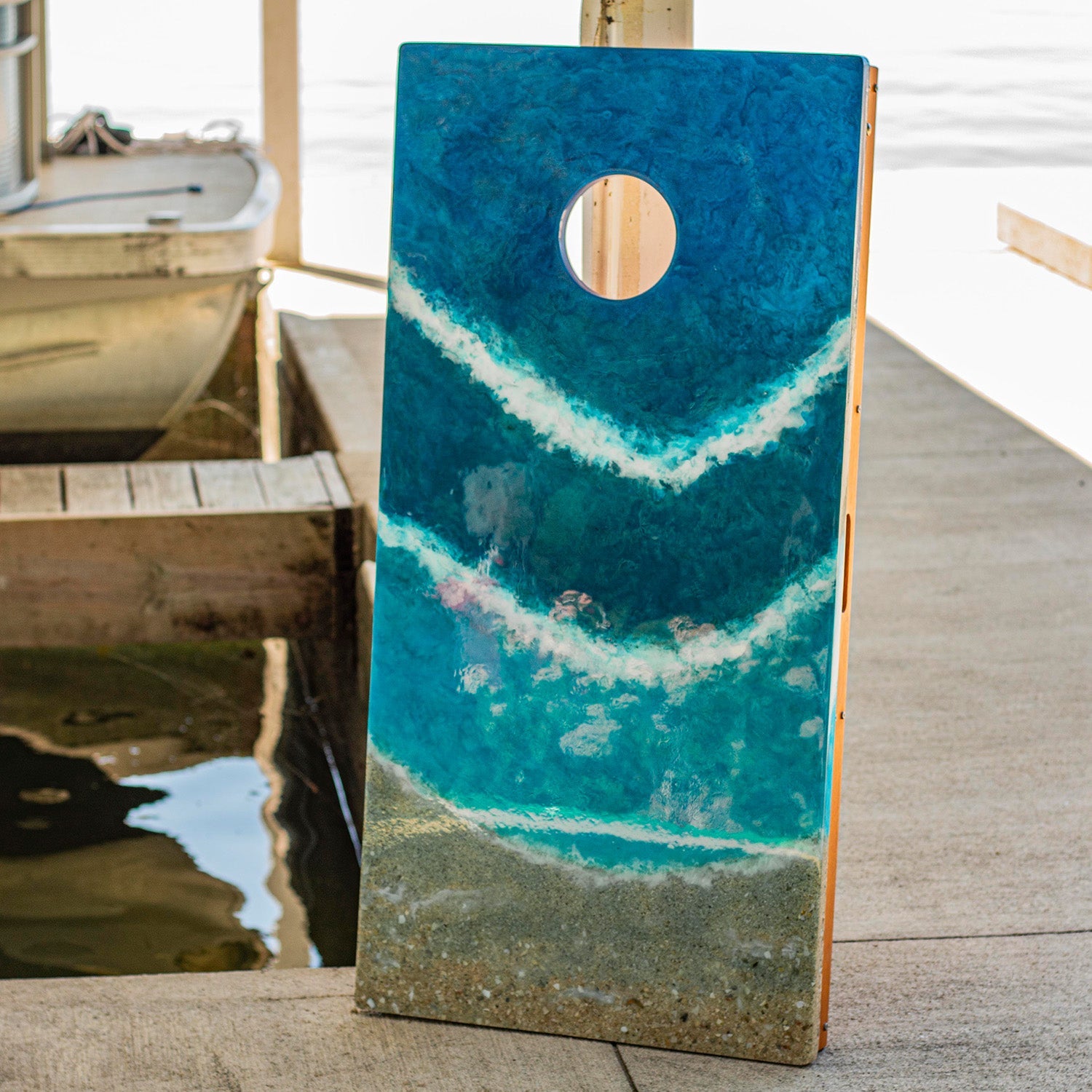 2x4 The Beach Epoxy Resin Cornhole Boards - EGCH24R-03 | Elakai Outdoor