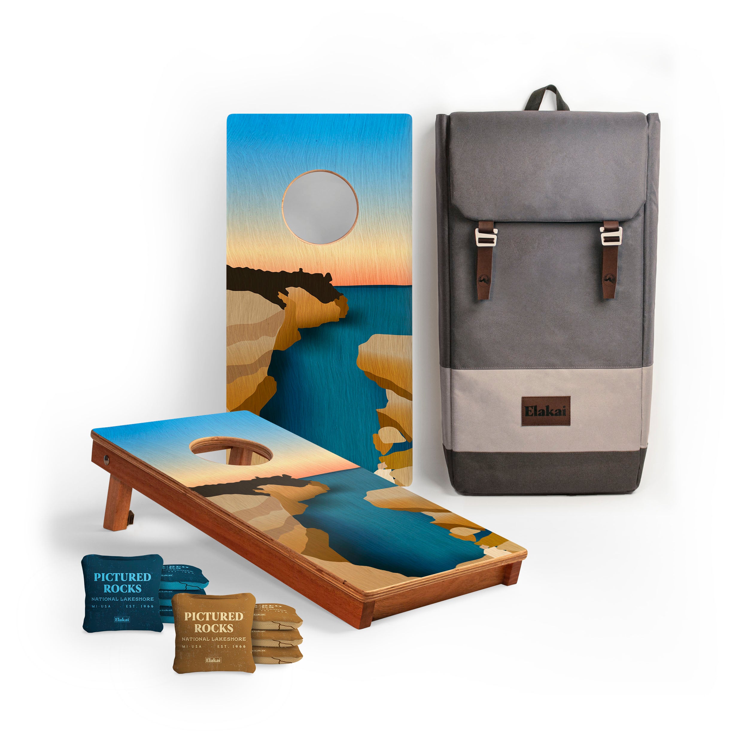 1ft x 2ft Pictured Rocks Compact Travel Cornhole Board Set