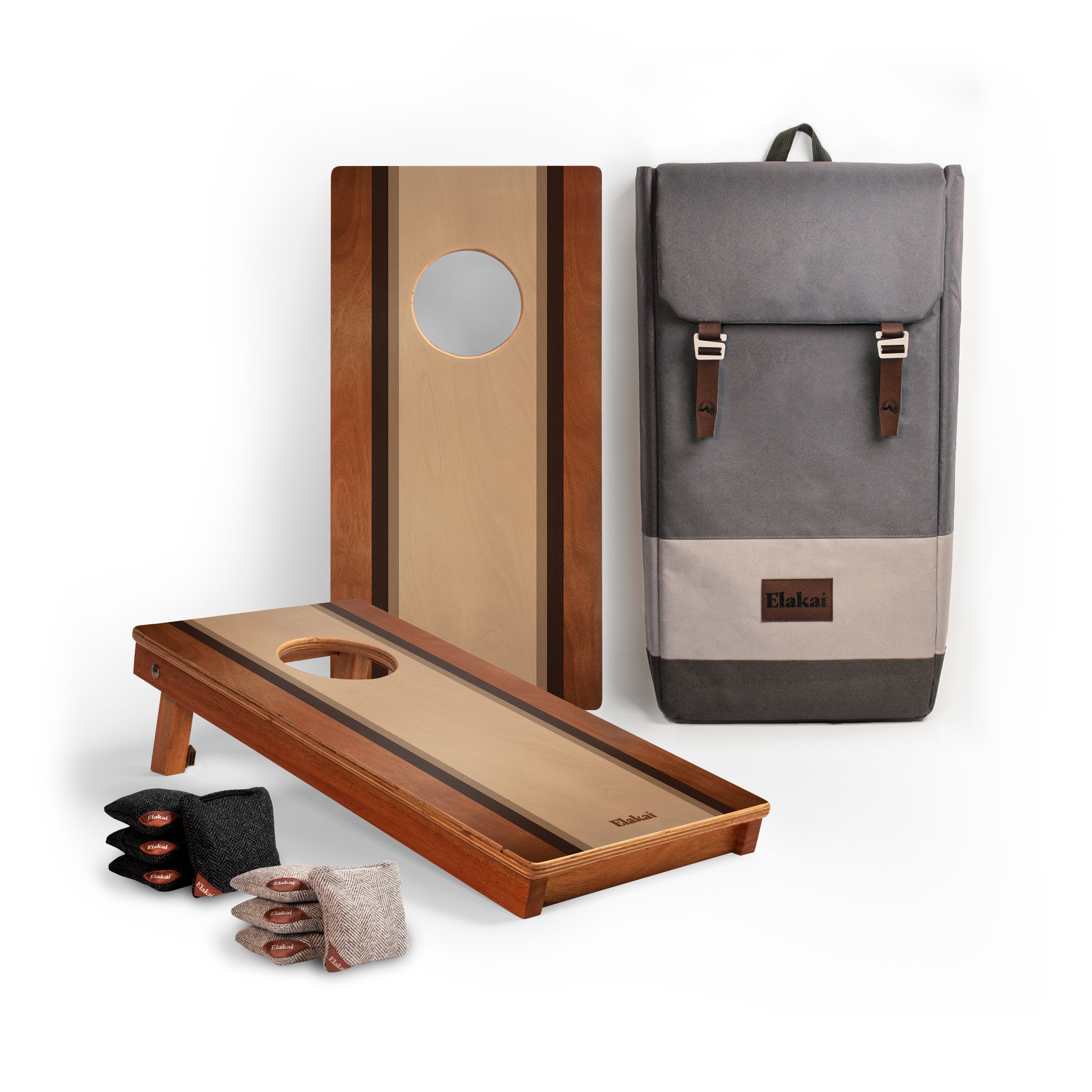 1ft x 2ft Mocha Surf Compact Travel Cornhole Board Set