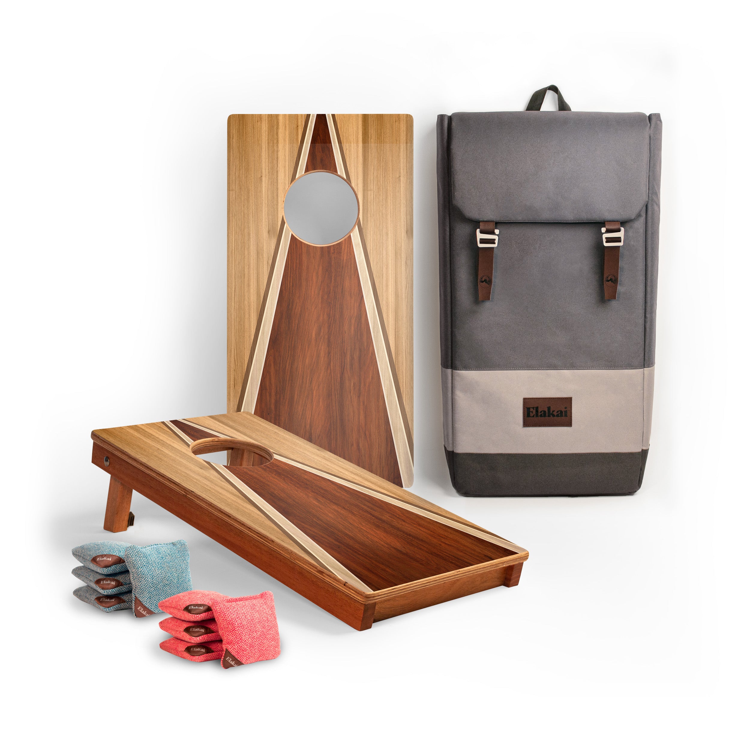 1ft x 2ft Classic Wood Triangle Compact Travel Cornhole Board Set