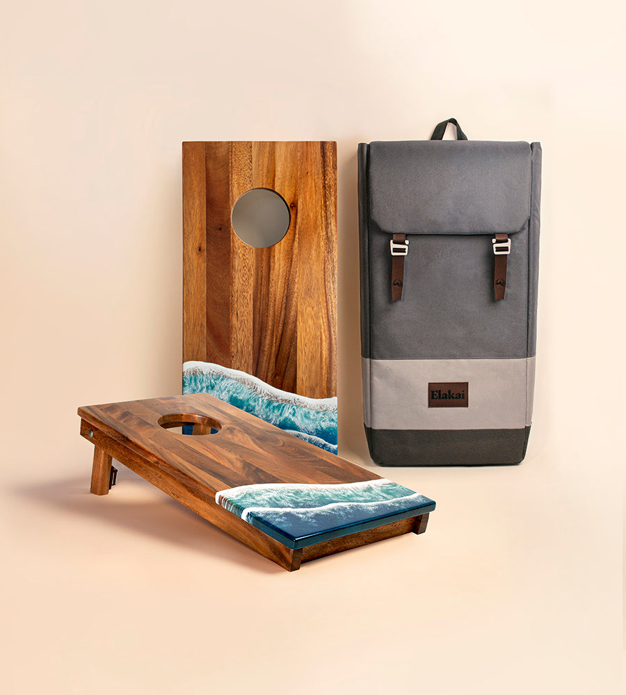 1ft x 2ft Beach Epoxy Resin Wood Compact Travel Cornhole Boards