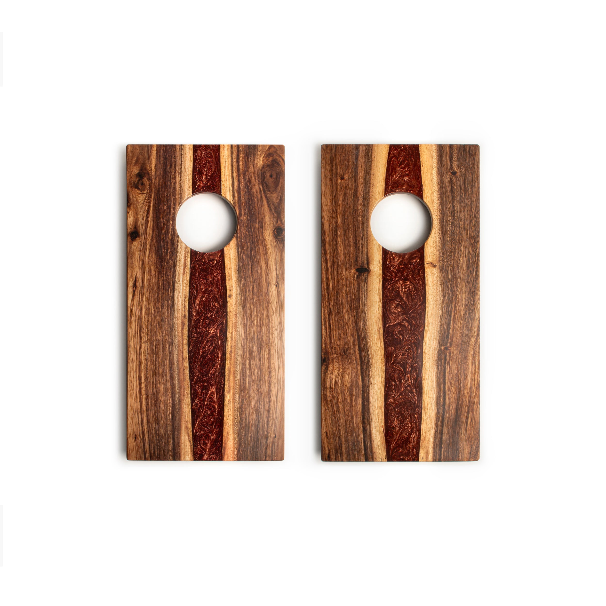1ft x 2ft One of a Kind Bronze Pearl Epoxy Resin Wood Compact Travel Cornhole Board Set