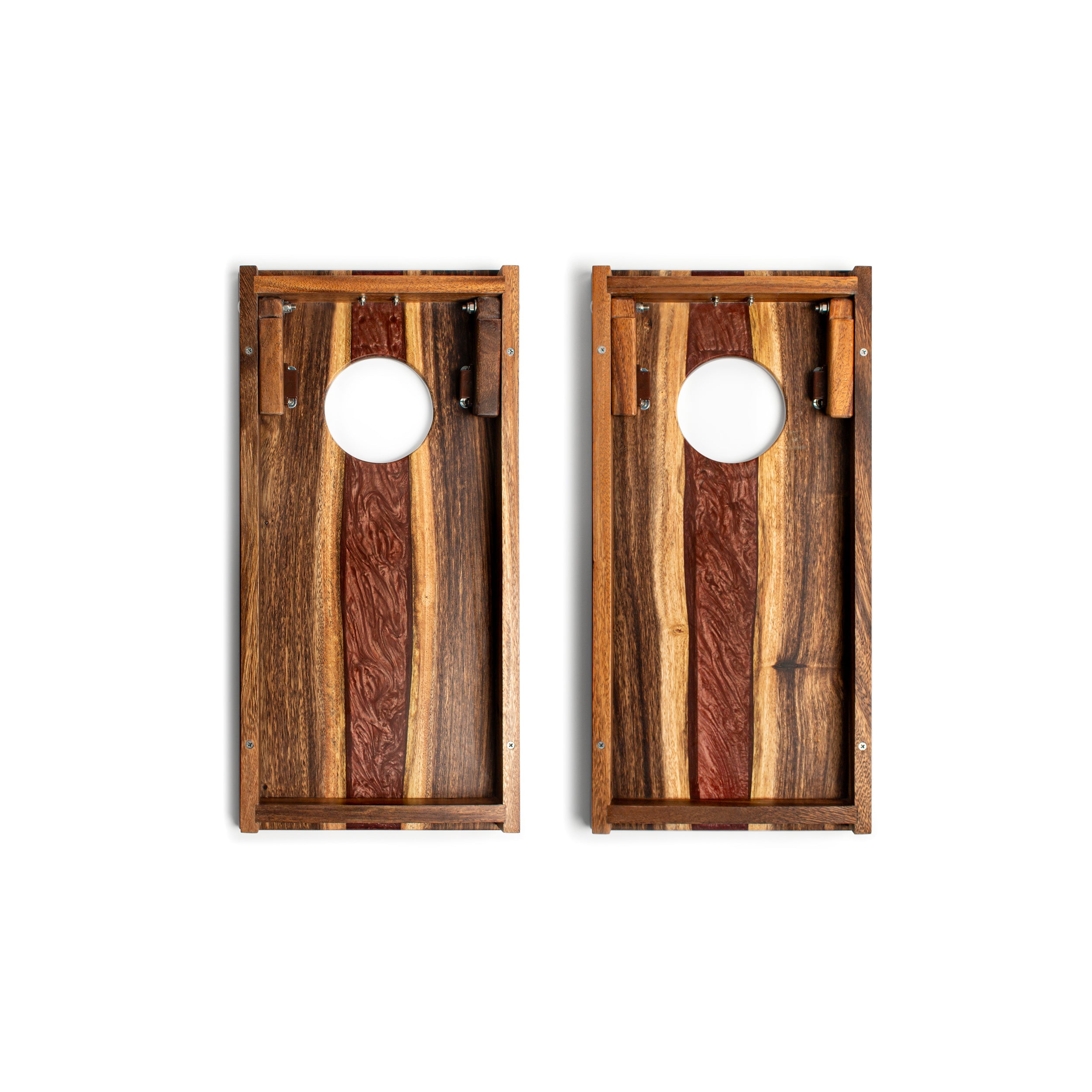 1ft x 2ft One of a Kind Bronze Pearl Epoxy Resin Wood Compact Travel Cornhole Board Set
