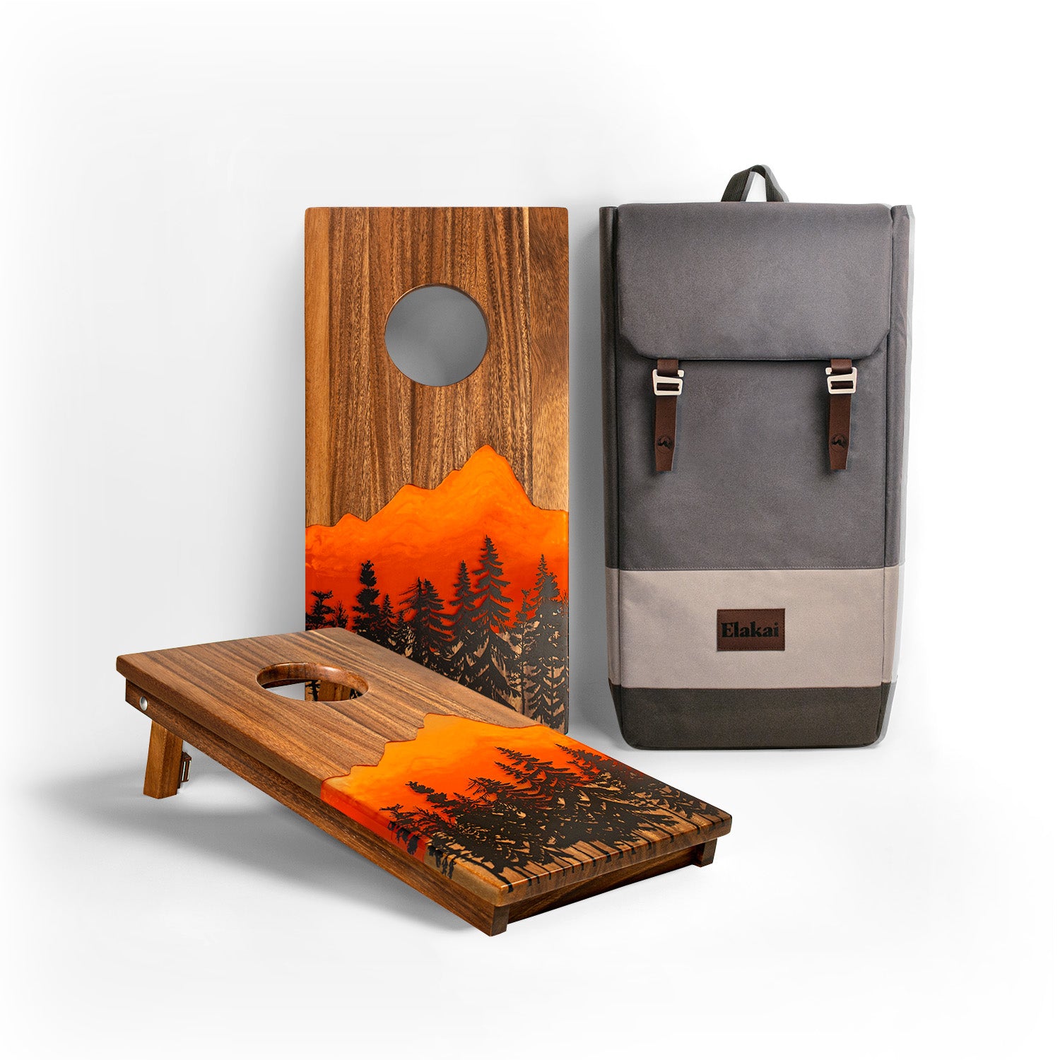 1ft x 2ft Orange Sunset Epoxy Resin Wood Compact Travel Cornhole Boards
