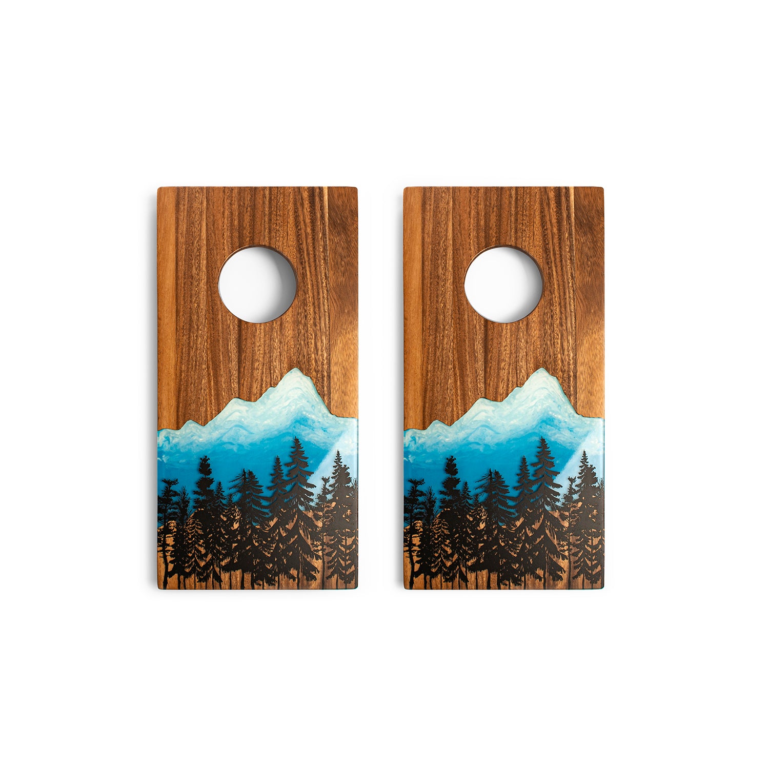 1ft x 2ft Blue Mountain Epoxy Resin Wood Compact Travel Cornhole Boards