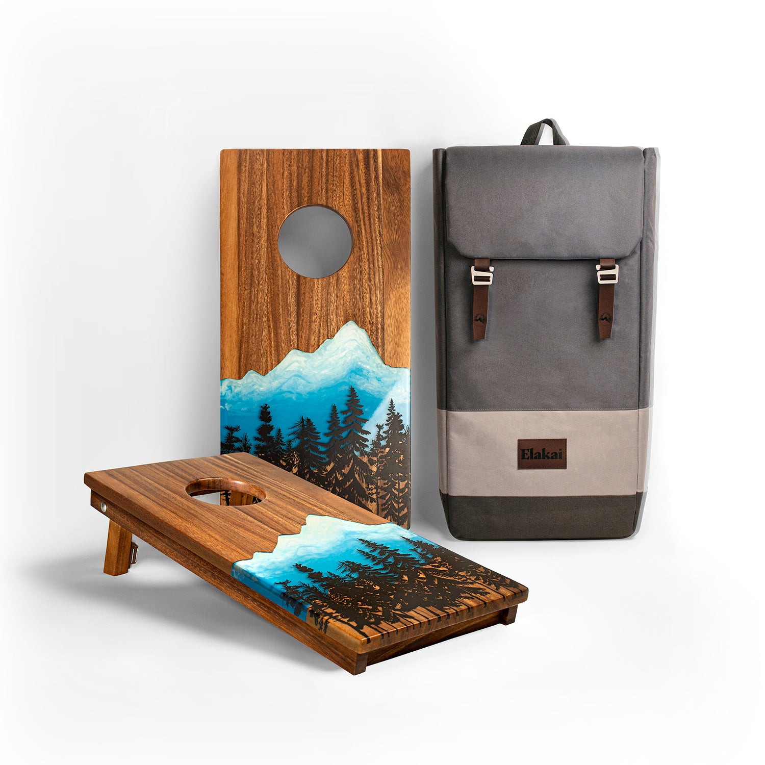 1ft x 2ft Blue Mountain Epoxy Resin Wood Compact Travel Cornhole Boards