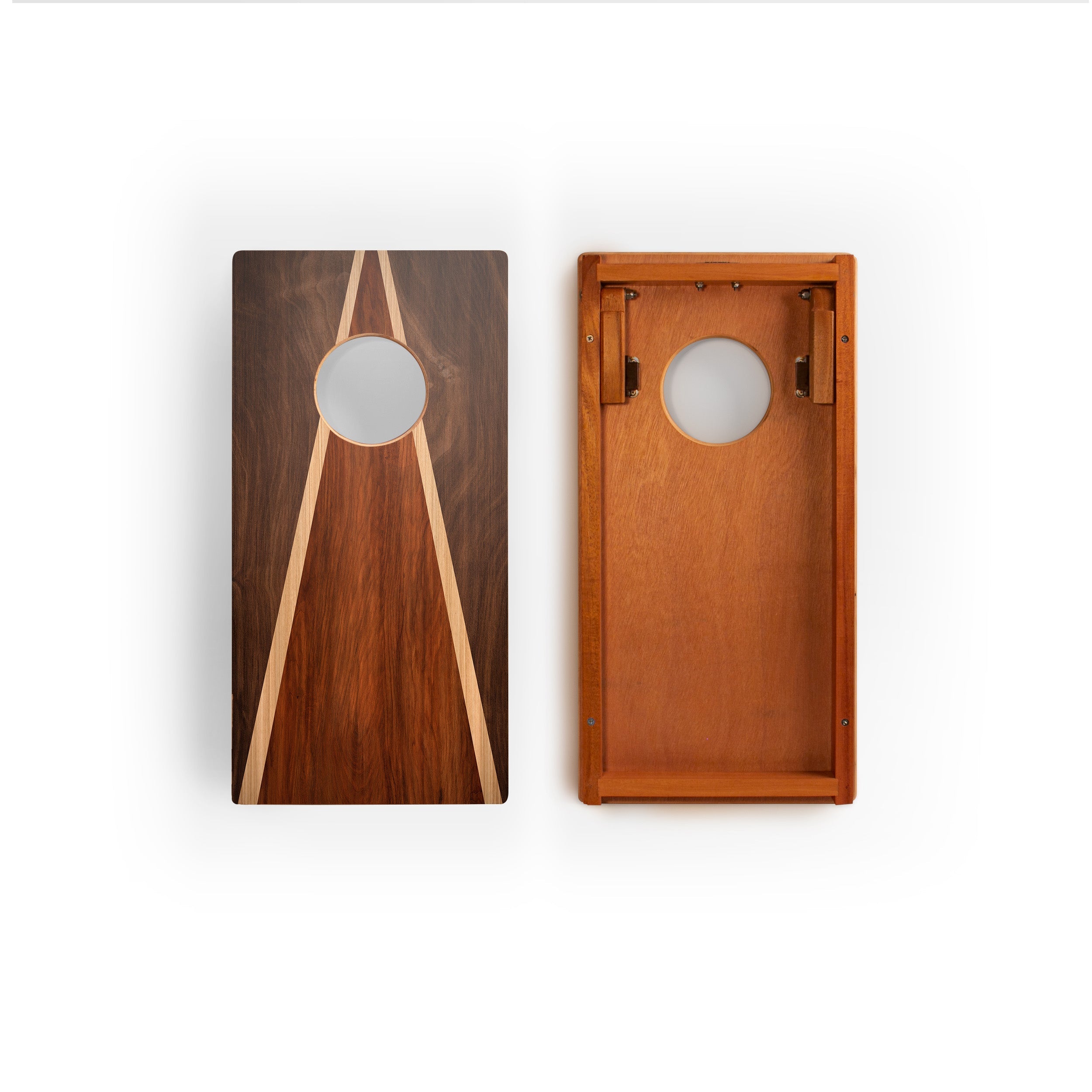 1ft x 2ft  Dark Wood Triangle Compact Travel Cornhole Board Set