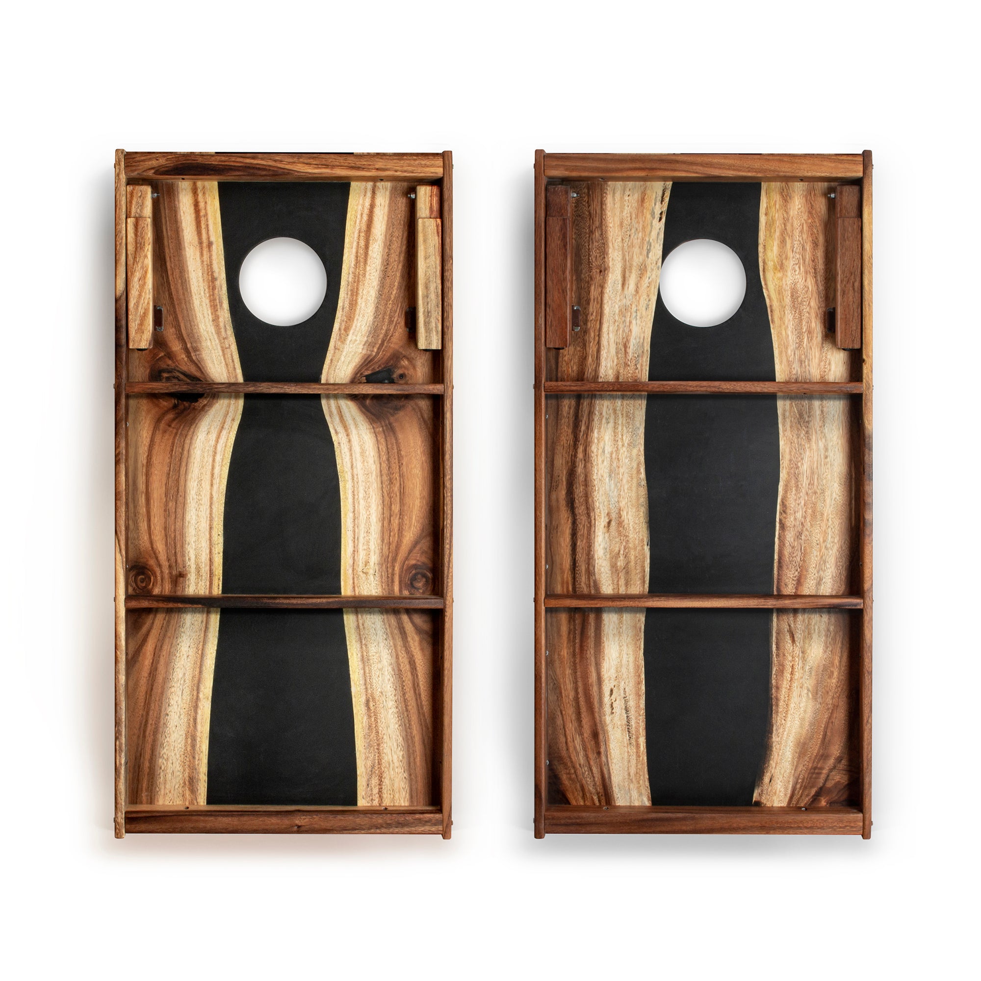 2x4 One of a Kind Black Epoxy Resin Live-Edge Wood Cornhole Boards