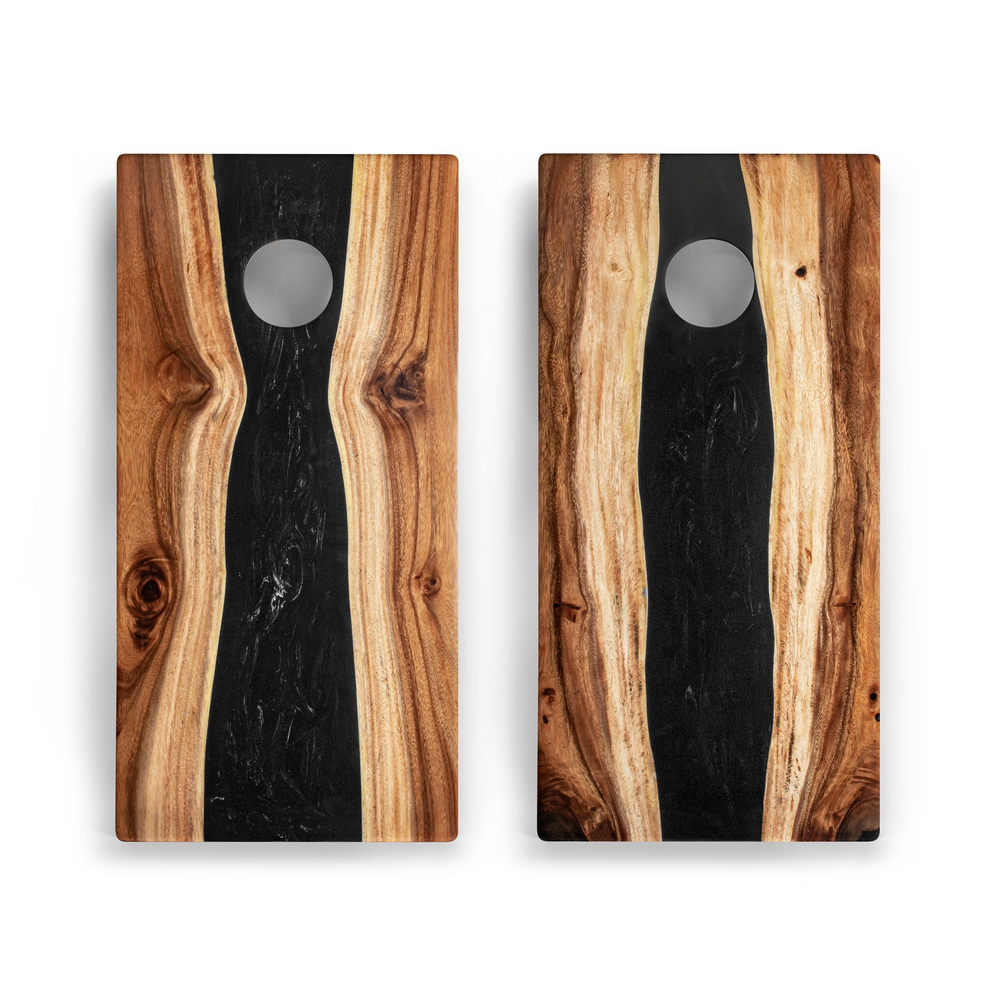 2x4 One of a Kind Black Epoxy Resin Live-Edge Wood Cornhole Boards