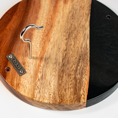 One of a Kind Black Epoxy Resin Live-Edge Wood Hook and Ring Toss Game