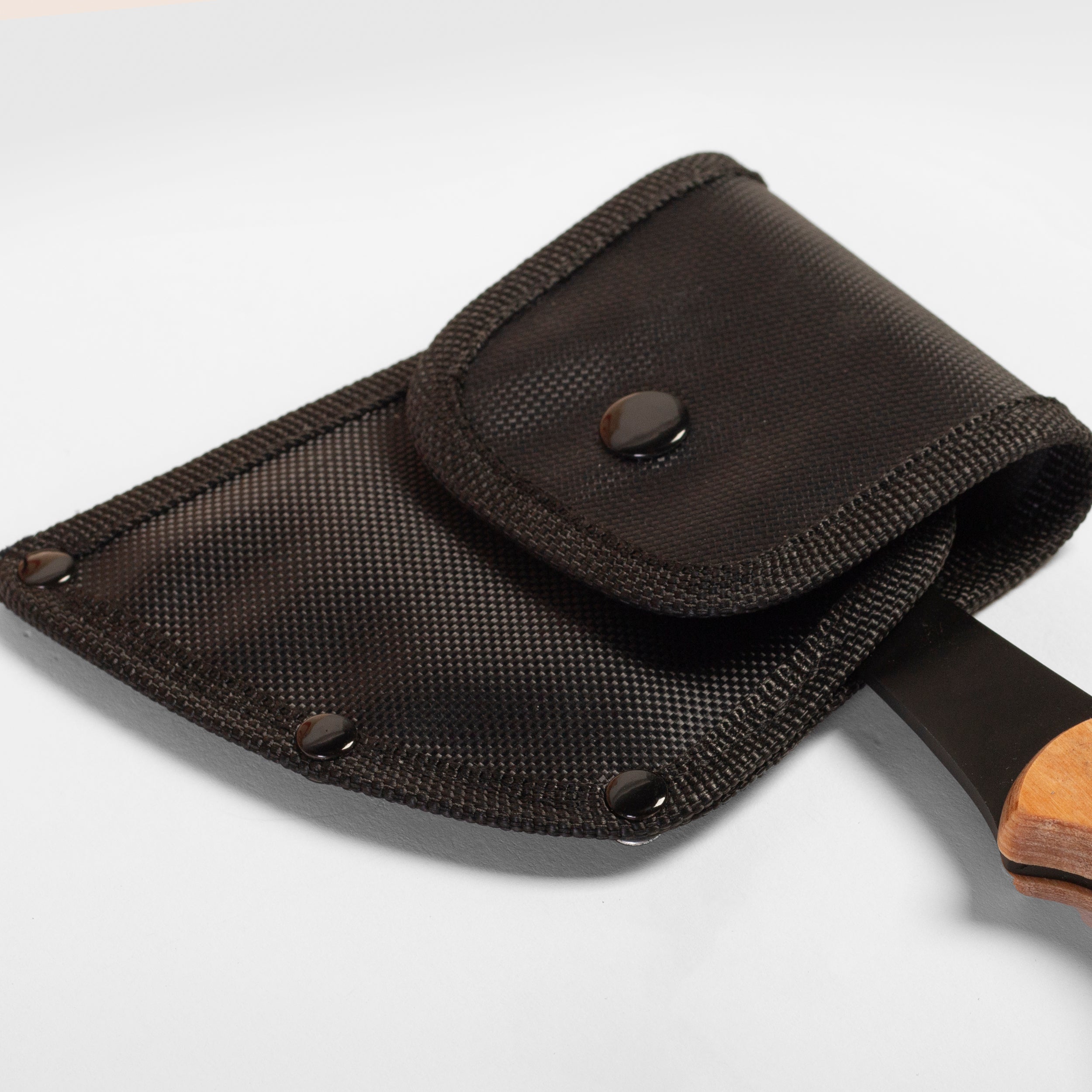 Black sheath with a knife on a white background