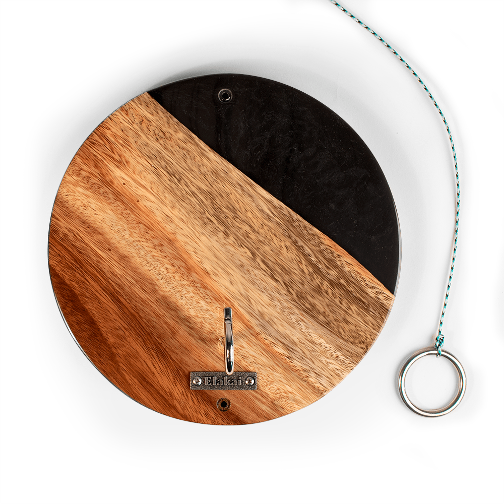 One of a Kind Black Epoxy Resin Live - Edge Wood Hook and Ring Toss Game - EGHRCRLE-11 | Elakai Outdoor