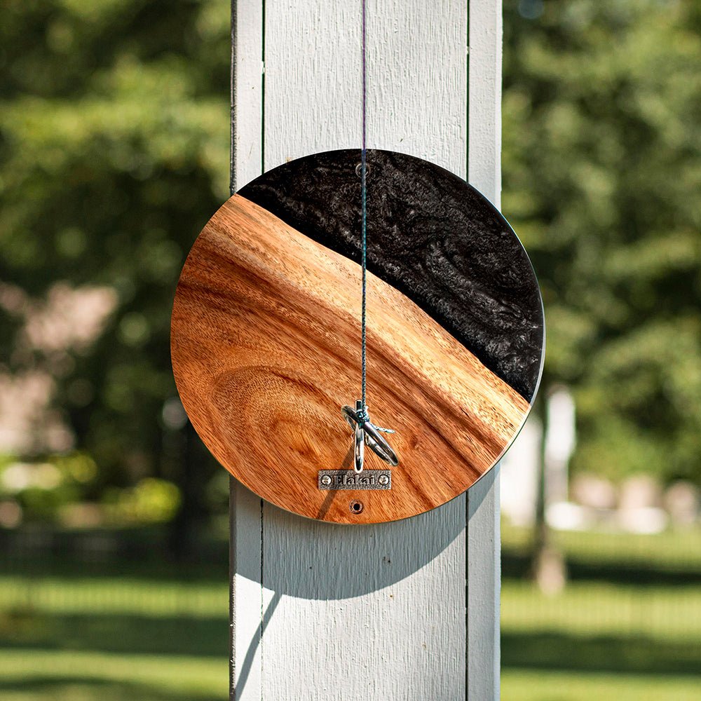 One of a Kind Black Epoxy Resin Live - Edge Wood Hook and Ring Toss Game - EGHRCRLE-11 | Elakai Outdoor