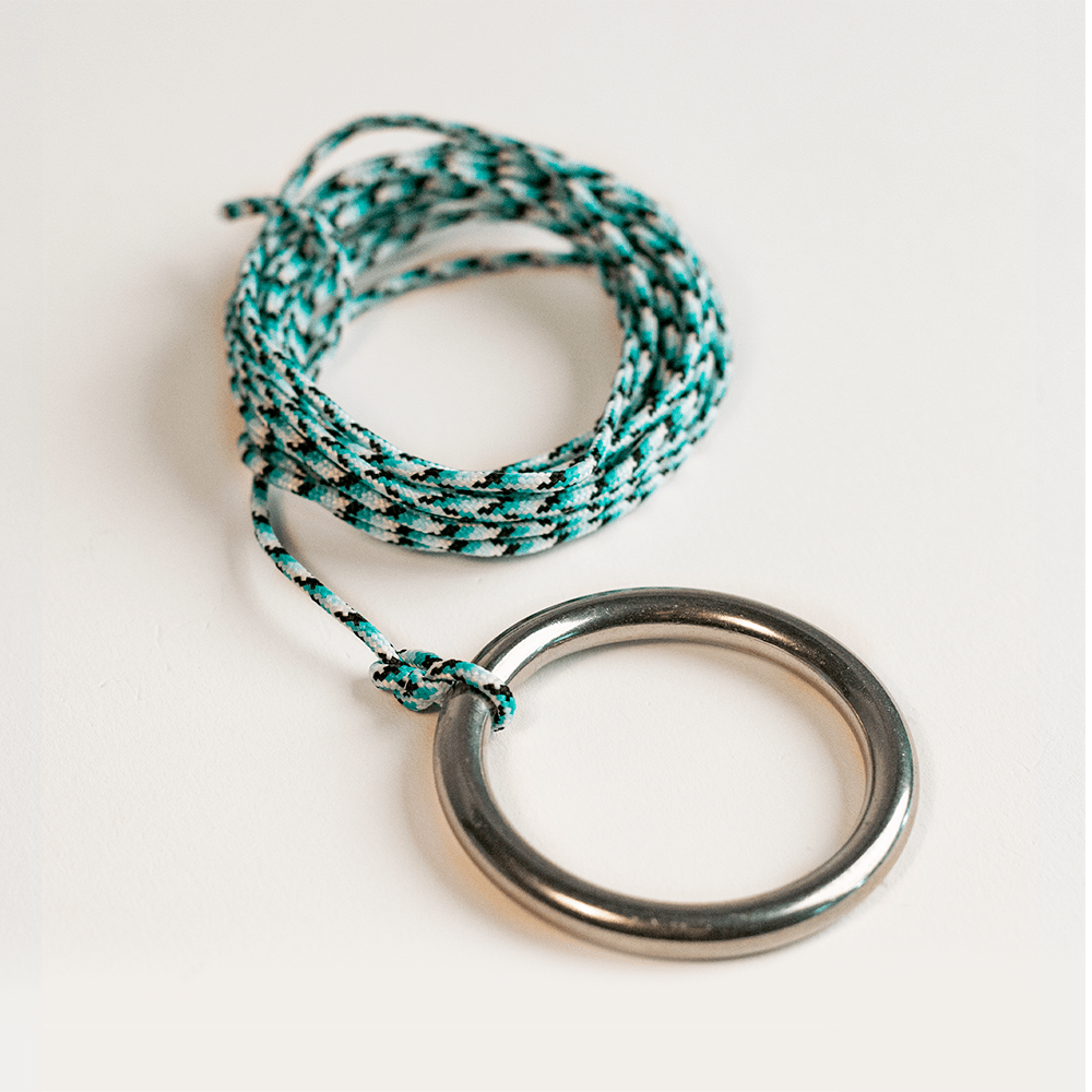 One of a Kind Blue Pearl Epoxy Resin Live - Edge Wood Hook and Ring Toss Game - EGHRCRLE-00 | Elakai Outdoor