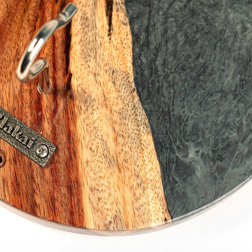 One of a Kind Gray Stone Epoxy Resin Live - Edge Wood Hook and Ring Toss Game - EGHRCRLE-10 | Elakai Outdoor