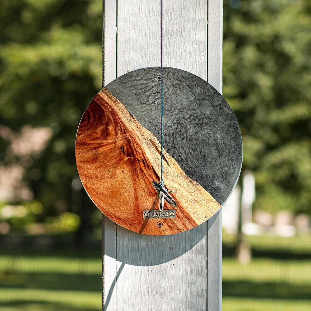 One of a Kind Gray Stone Epoxy Resin Live - Edge Wood Hook and Ring Toss Game - EGHRCRLE-10 | Elakai Outdoor