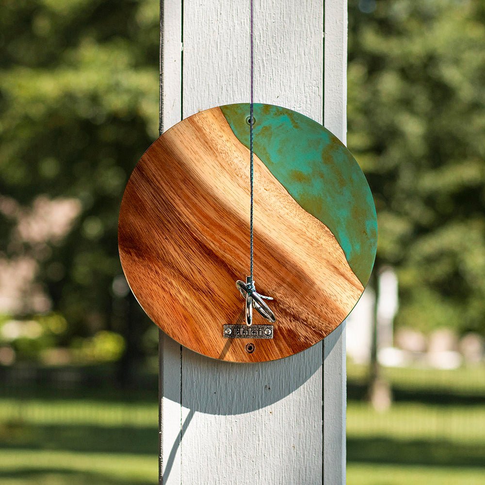 One of a Kind Teal and Orange Pearl Epoxy Resin Live - Edge Wood Hook and Ring Toss Game - EGHRCRLE-09 | Elakai Outdoor