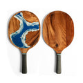 Elakai beach resin paddle set with handcrafted acacia wood and blue hand-poured resin
