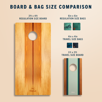Cornhole Board and Bag Size Comparison