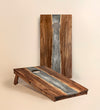 2x4 One of a Kind Gray Stone Epoxy Resin Live-Edge Wood Cornhole Boards