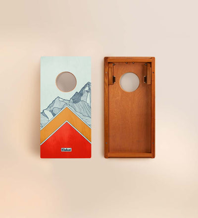Front and Back of Printed Travel Cornhole Board